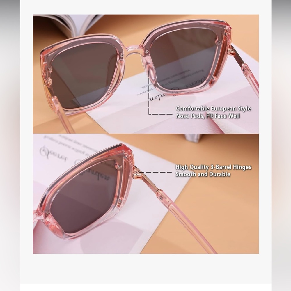 🆕 Pink Gradient Square Sunglasses - Women's Fashion.. Oversized Classic.. - Picture 4 of 5